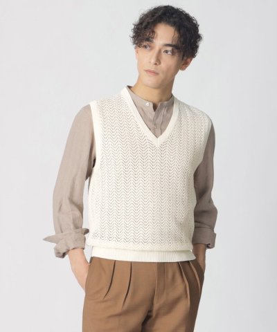 【COLLECTION LINE】アイレットヘリンボーン/Vネックベスト
