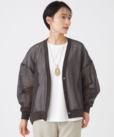 【L】【ウォッシャブル】オーガンジーシャーディガン