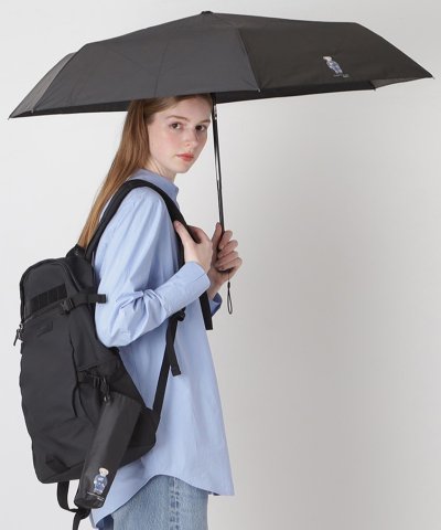 【WEB限定 カラビナ付 自動開閉】晴雨兼用折りたたみ日傘 ポロベア 遮光率10