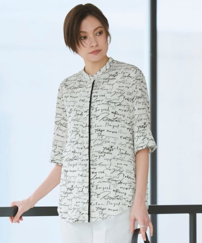 【30th ANNIVERSARY】5cityプリント バンドカラーブラウス