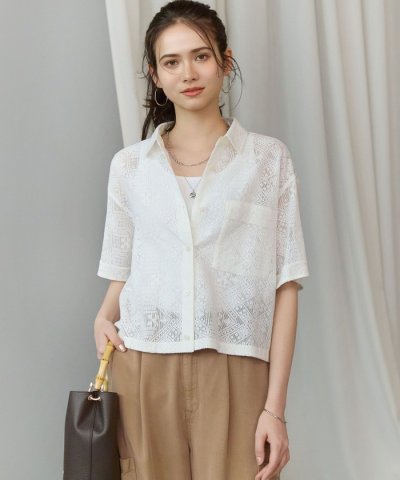 【SLOW/一部店舗限定】モチーフレース 半袖 シャツ