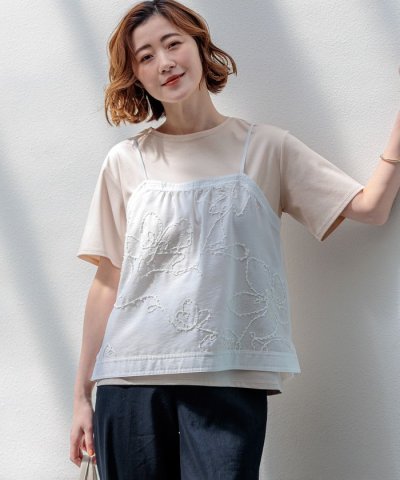 【一部予約】シアーエンブロイダリー キャミソール コンビ Tシャツ