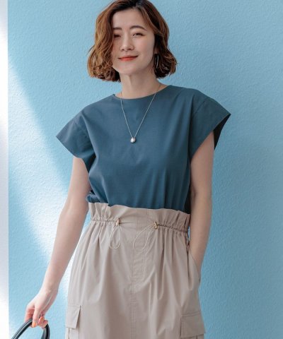スムースデザイン タフタスリーブ カットソー
