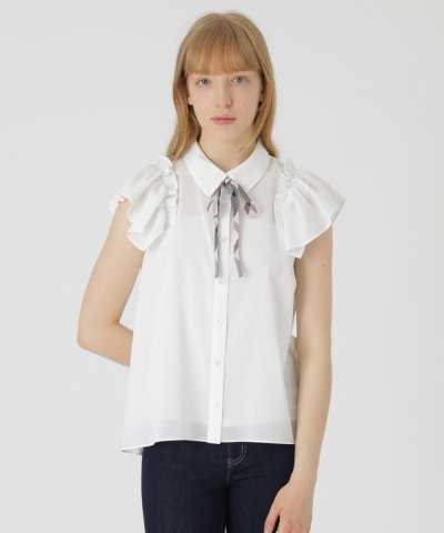 フリルスリーブシアーブラウス