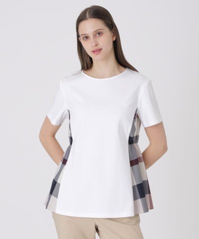 【接触冷感】シルケットスムースサイドチェックTシャツ