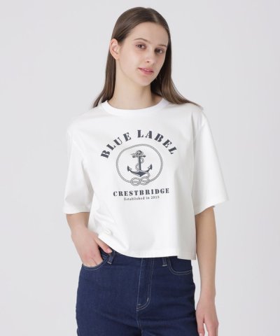 プレーティングシルケットスムースグラフィックロゴTシャツ