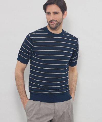 リネンボーダーニットTシャツ