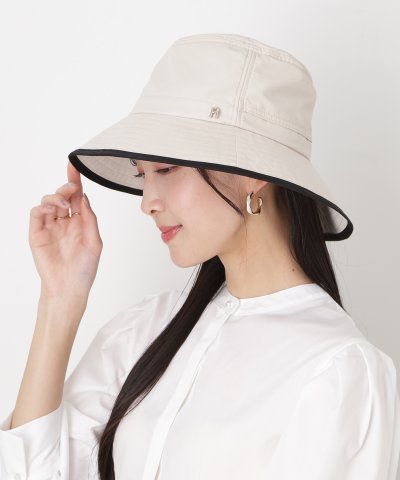 【遮光 洗える】アーチロゴチャーム付きサファリハット バイカラー UV サイズ調