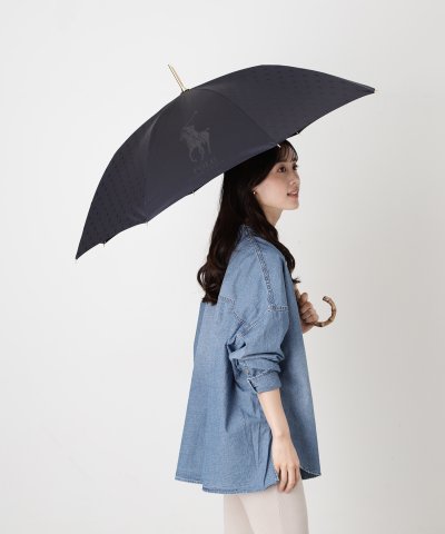 【竹ハンドル】雨傘 長傘 ポロポニー コンビ ビッグロゴ ドット
