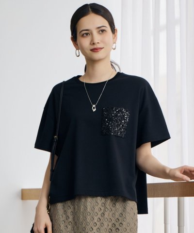 【色違いで揃える方多数・着回し力抜群】スパングルポケットＴシャツ