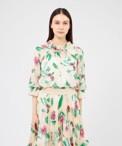 ペインティングベリス フリルネックブラウス