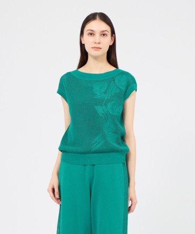【La maglia estate】 メッシュエンブロイダリー ニットプルオーバ