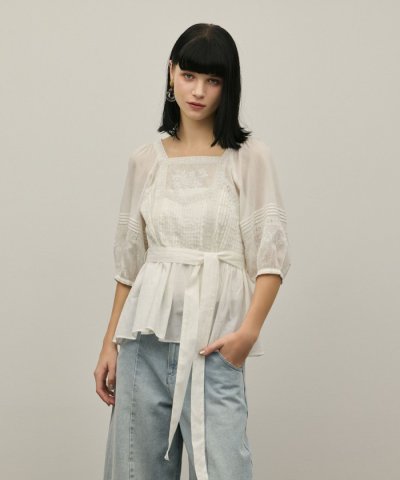 レースコンビピンタックブラウス