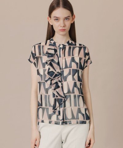 ジオメトリックプリントブラウス