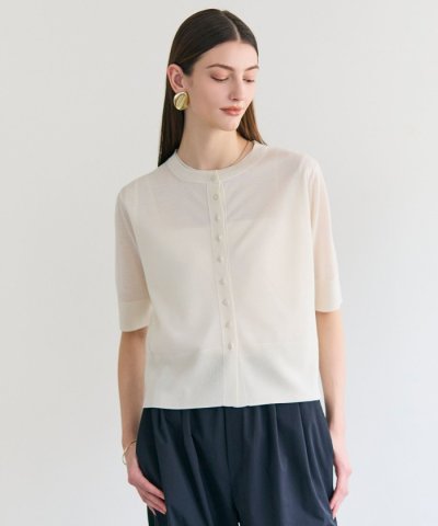 MOISE / シアーニット　5分袖カーディガン