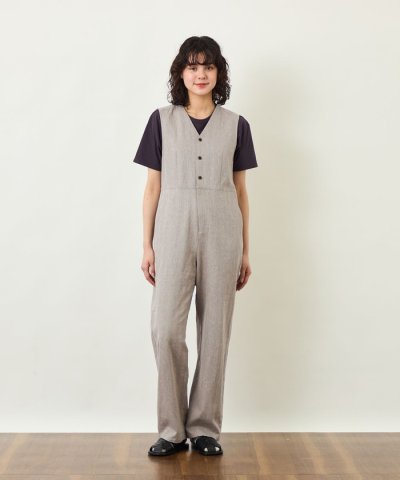 GREY LABEL リネンコットンヘリンボン　ジャンプスーツ
