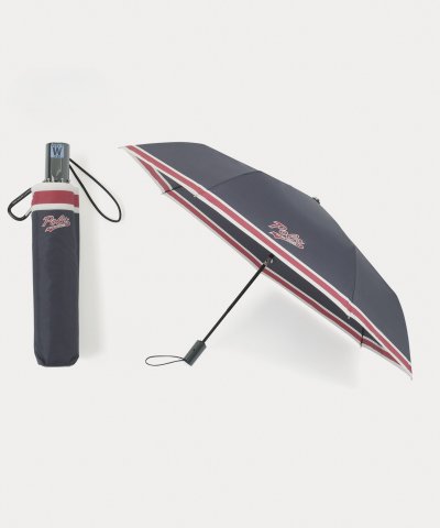 【自動開閉】折りたたみ雨傘 ボーダー ロゴ ワンポイント