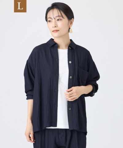 【L】【ウォッシャブル】デニムライクショートシャツジャケット