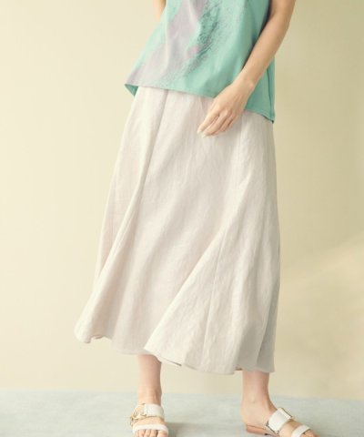 【EDITION掲載】【ウォッシャブル】シャイニーリネンフレアスカート