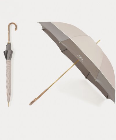 【木製ハンドル】雨傘 長傘 バイカラー ロゴ ワンポイント