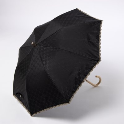 【日本製】晴雨兼用折りたたみ日傘 楽折 ロゴジャカード 刺繍 1級遮光 遮熱 U