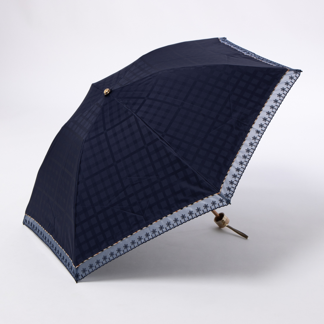 日本製】晴雨兼用折りたたみ日傘 ロゴジャカード 刺繍 1級遮光 遮熱 UV