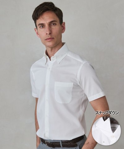 春夏向け【形態安定】SUMMERPREMIUMPLEATS_スナップダウンカラー
