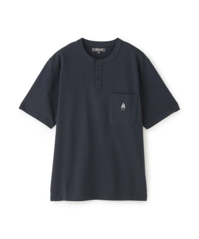 【WEB・一部店舗限定】鹿の子ムジ 半袖ヘンリーネックTシャツ/セットアップ着用