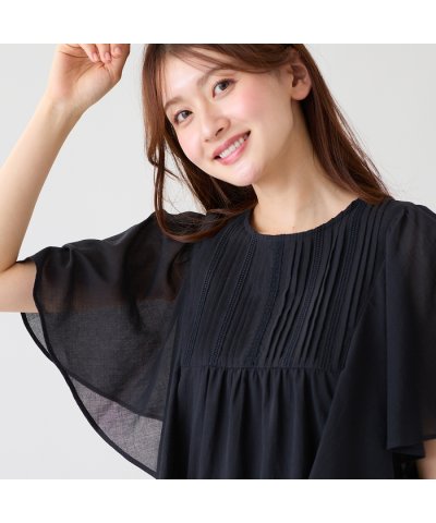 ローズティアラ RoseTiara ピンタックヨーク綿シフォンブラウス