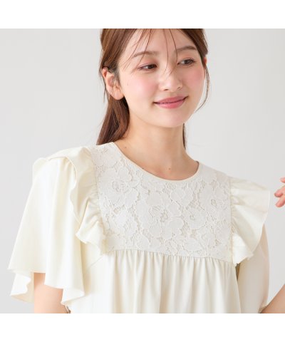 ローズティアラ RoseTiara ヨークレース切替カットソー