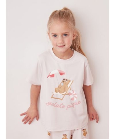 【KIDS】【接触冷感】サマーベアワンポイントTシャツ