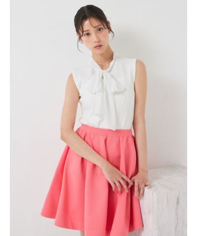 【洗える】【UVカット】シフォンボウタイニットプルオーバー