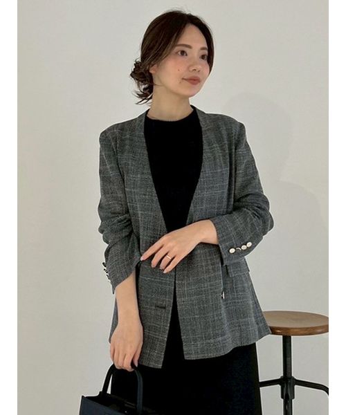 ノーカラーセミシアーカラミジャケット(508790836)｜阪急百貨店公式