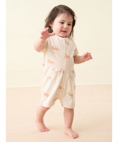 【BABY】シーサイドキャット柄半袖ロンパース