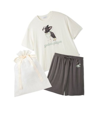 【ラッピング済み】【HOMME】【接触冷感】レーヨンドッグワンポイントTシャツ&