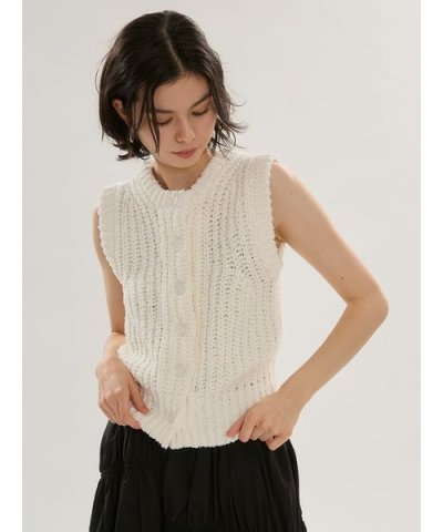 eco フリンジニットベスト