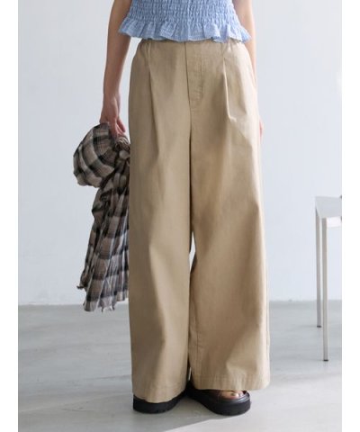 ウエストゴムワイドイージーデニムパンツ