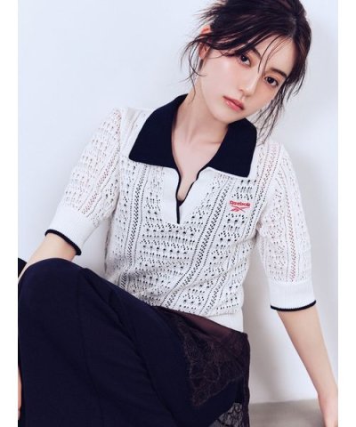 【Reebok×FRAY I.D】ポロカラーメッシュニットプルオーバー