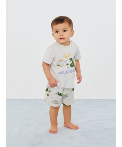 【BABY】【接触冷感】スリーピングダイナソーワンポイントTシャツ