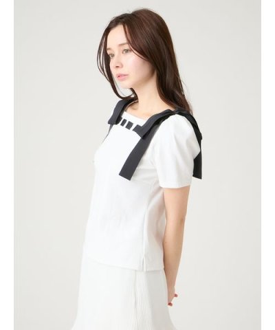 【洗える】ショルダーリボンカットソー