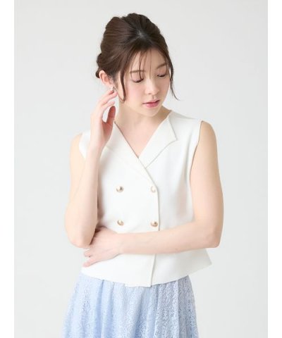 【洗える】【UVカット】ダブルブレストニットジレ