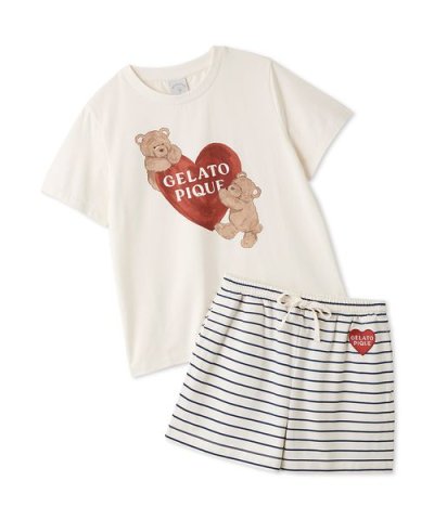【JUNIOR】 【接触冷感】BEAR HEATワンポイントTシャツ&ボーダーシ