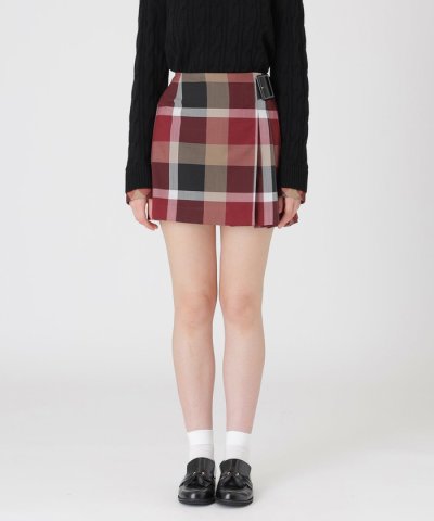 【阪急限定】クレストブリッジチェックウールポリエステルミニスカート