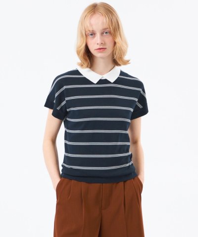 【Bicolor Knit Polo】ボーダー半袖