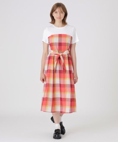 【一部店舗限定】CBチェックコットンリネンドッキングドレス