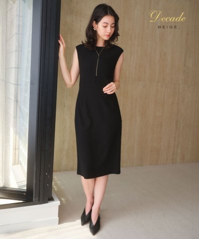 【セットアップ対応】CINDY / 配色ライン クルーネックドレス