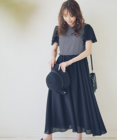 ボーダーカットソーコンビ ワンピース