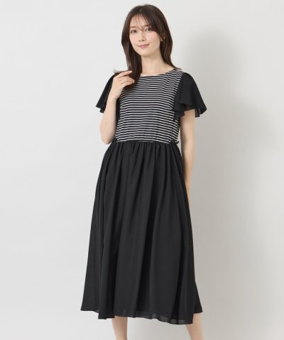 ボーダーカットソーコンビ ワンピース