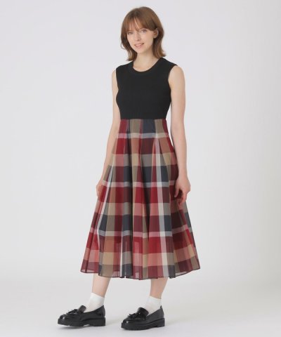 クレストブリッジチェックシアーボイルニットコンビドレス