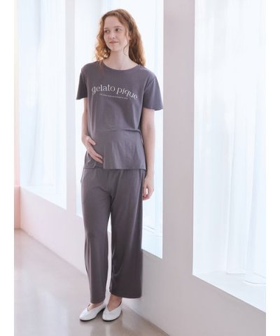 【抗菌防臭】マタニティレーヨンロゴロングパンツ